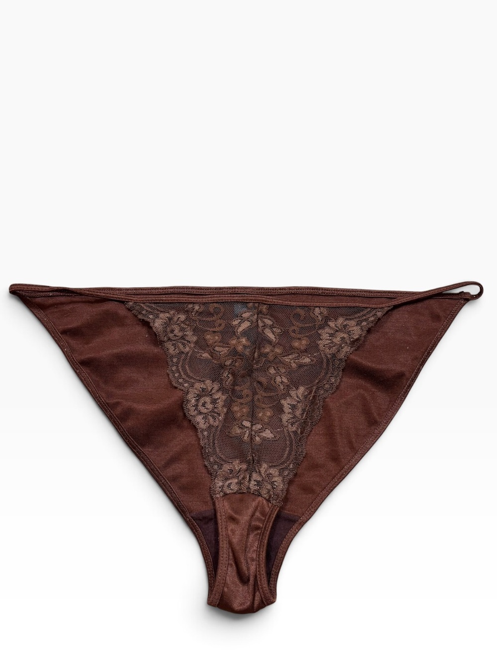Vintage Donna Loren Brand Brown Lace and Satin Panties Size Large